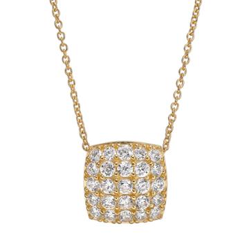Sophie Miller Cubic Zirconia 14k Gold Over Silver Square Pendant Necklace, Women's, Size: 18, White