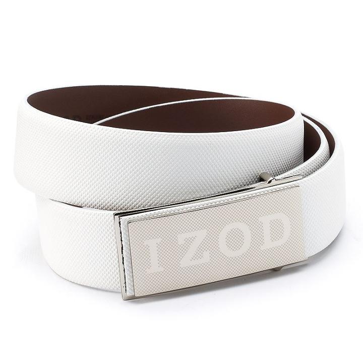 Men's Izod Logo Plaque Golf Belt, Size: 46, White