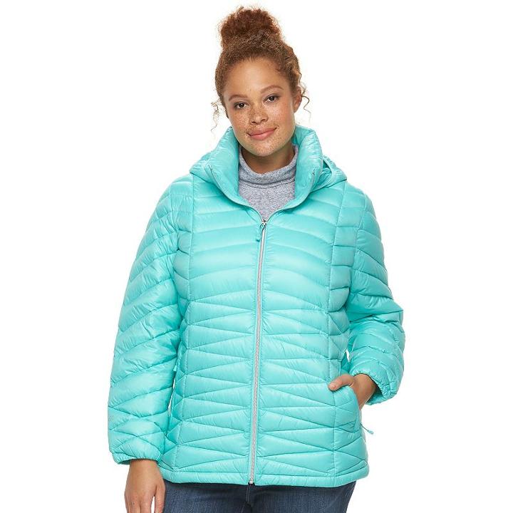 Plus Size Zeroxposur Jolie Hooded Packable Down Puffer Coat, Women's, Size: 1xl, Lt Green