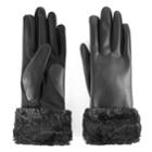 Women's Isotoner Faux Fur Cuff Tech Gloves, Size: L-xl, Black