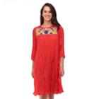 Women's Indication By Eci Embroidered Shift Dress, Size: Medium, Red