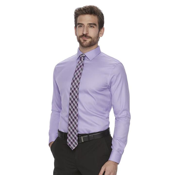Men's Marc Anthony Slim-fit No-iron Dress Shirt, Size: 15.5-34/35, Med Purple