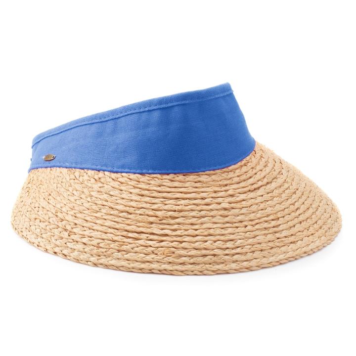 Woven Raffia Visor, Women's, Blue