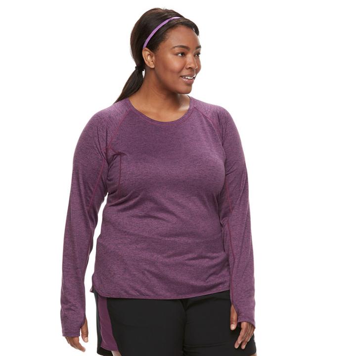 Plus Size Tek Gear&reg; Long Sleeve Performance Tee, Women's, Size: 3xl, Med Purple