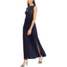 Women's Chaps Sequin Yoke Evening Gown, Size: 8, Blue (navy)