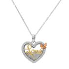 Hallmark Tri Tone Gold Over Silver Love Heart Shaker Pendant Necklace, Women's, White