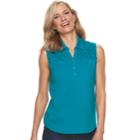 Women's Croft & Barrow&reg; Eyelet Sleeveless Polo Top, Size: Large, Green