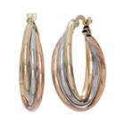 14k Gold Tri-tone Triple Hoop Earrings, Women's, Multicolor