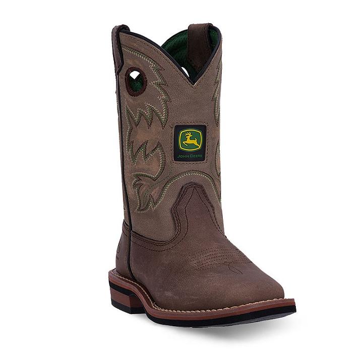 John Deere Johnny Popper Kids' Boots, Kids Unisex, Size: 2, Brown