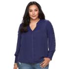 Plus Size Jennifer Lopez Lace-up Blouse, Women's, Size: 0x, Purple
