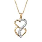 10k Gold Two Tone Double Heart Journey Pendant Necklace, Women's, Size: 18