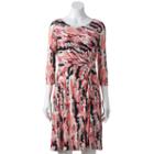 Women's Dana Buchman Printed Knot-front Dress, Size: Large, Brt Orange