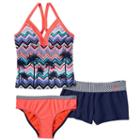 Girls 7-16 Zeroxposur Palm Tree Halterkini Swimsuit & Shorts Set, Girl's, Size: 8, Orange Oth