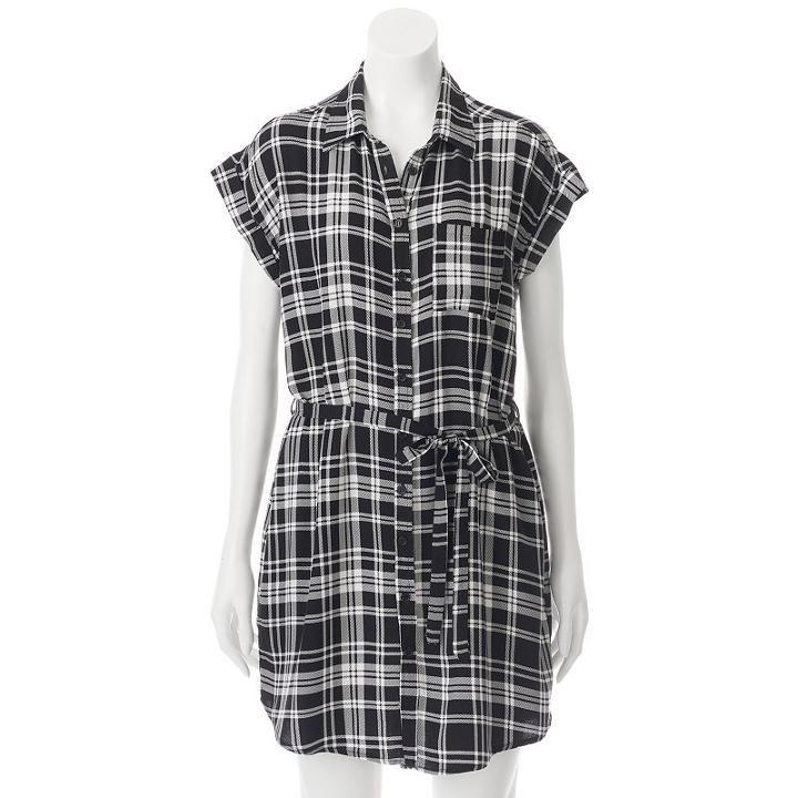 Juniors' Almost Famous Plaid Shirt Dress, Girl's, Size: Large, Oxford