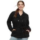 Juniors' Plus Size J-2 Double-breasted Fleece Jacket, Teens, Size: 1xl, Black