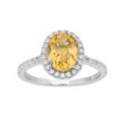 Citrine And Cubic Zirconia Platinum Over Silver Tiered Oval Halo Ring, Women's, Size: 8, Yellow