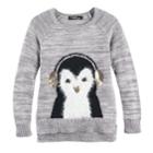 Girls 7-16 Sugar Rush Fuzzy Animal Applique Sweater, Size: Medium, Grey