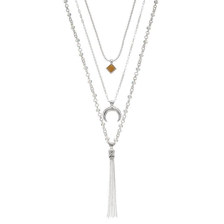 Jennifer Lopez Crescent & Tassel Layered Necklace, Women's, White Oth