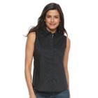 Women's Harve Benard Sleeveless Button-down Shirt, Size: Medium, Black