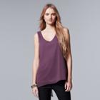Women's Simply Vera Vera Wang Split Back Mixed-media Tank, Size: Small, Purple