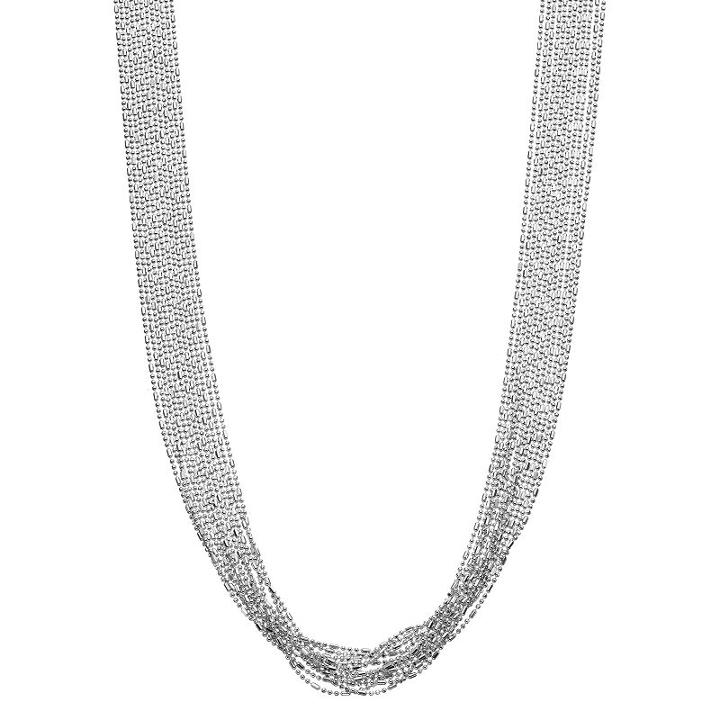 Sterling Silver Beaded Multi Strand Necklace, Women's, Size: 18, Grey