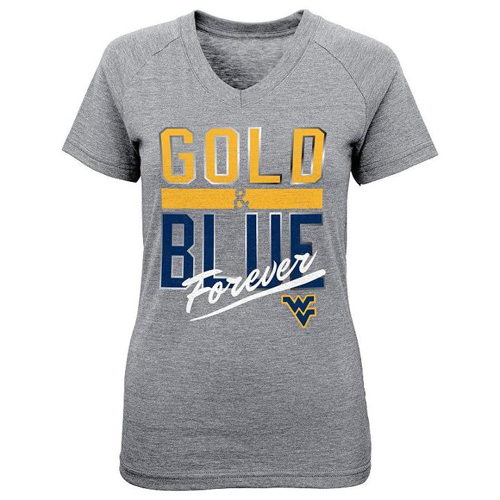 Girls 7-16 West Virginia Mountaineers Palladium Tee, Size: L(14), Grey