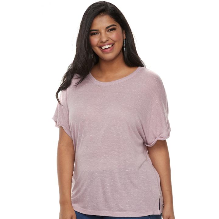 Plus Size Juniors' Plus Mudd&reg; Boxy Roll-cuff Tee, Teens, Size: 2xl, Lt Purple
