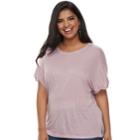 Plus Size Juniors' Plus Mudd&reg; Boxy Roll-cuff Tee, Teens, Size: 2xl, Lt Purple