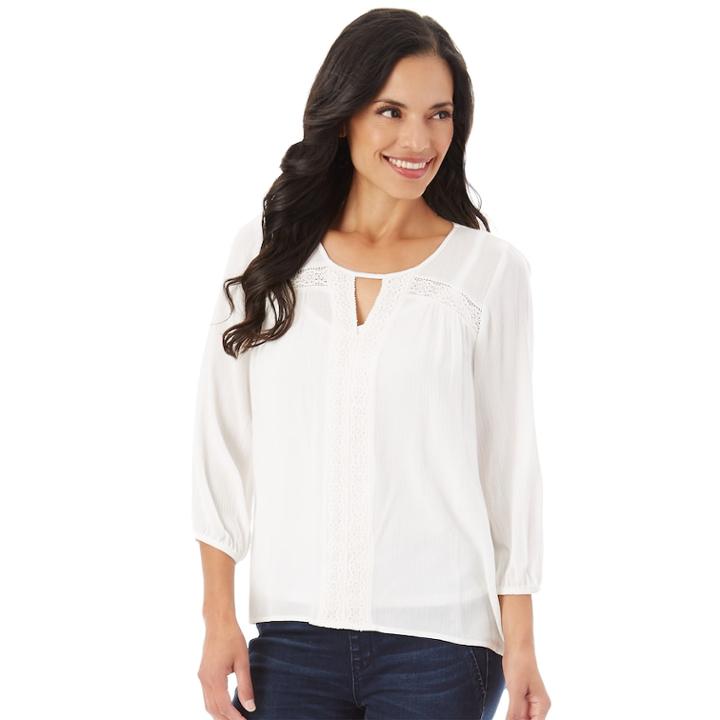 Women's Apt. 9&reg; Crochet Keyhole Top, Size: Xl, White