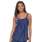 Women's N Bora Bora 2-in-1 Watercolor Tankini Top, Size: Medium, Light Pink