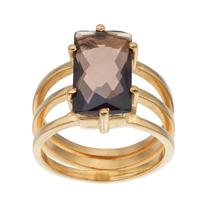 Olive & Ivy Smoky Quartz Rectangle Multirow Ring, Women's, Size: 8, Brown