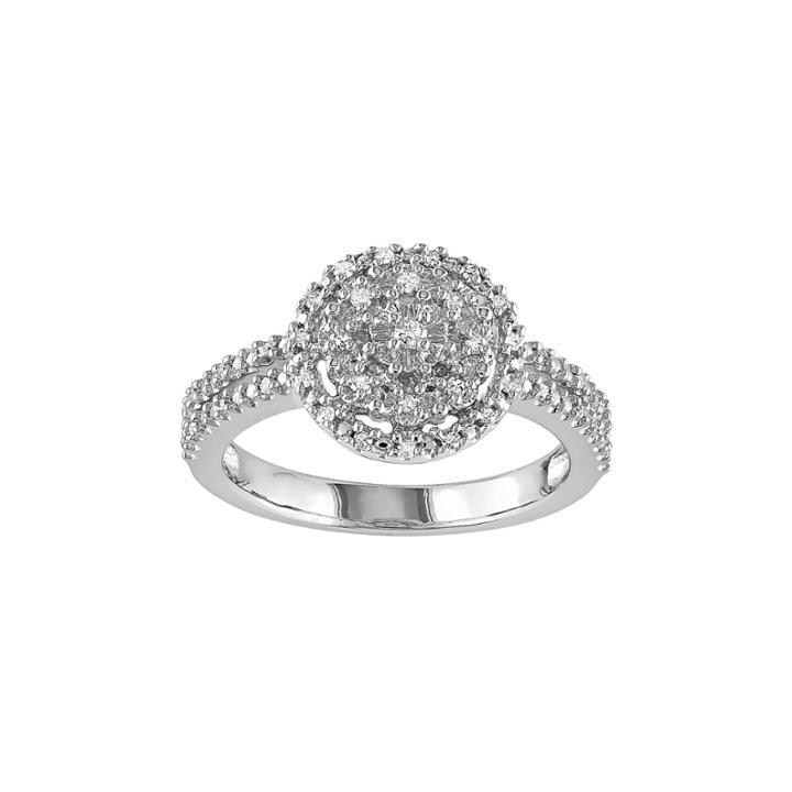 1/5 Carat T.w. Diamond Sterling Silver Halo Ring, Women's, Size: 9, White
