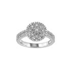 1/5 Carat T.w. Diamond Sterling Silver Halo Ring, Women's, Size: 9, White