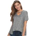 Women's Juicy Couture Cutout Shark-bite Tee, Size: Large, Light Grey