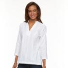 Women's Caribbean Joe Crochet Splitneck Top, Size: Xl, White