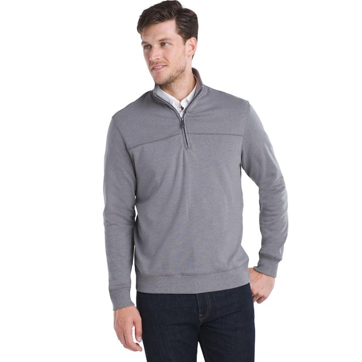 Men's Van Heusen Flex Classic-fit Stretch Fleece Quarter-zip Pullover, Size: Large, Grey Other