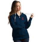 Women's Antigua Cleveland Indians Victory Full-zip Hoodie, Size: Small, Blue (navy)