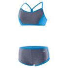 Girls 7-16 Speedo Heather Splice Boyshort Bikini Swimsuit Set, Size: 7, Dark Grey