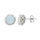 Sophie Miller Sterling Silver Lab-created Opal Stud Earrings, Women's, White