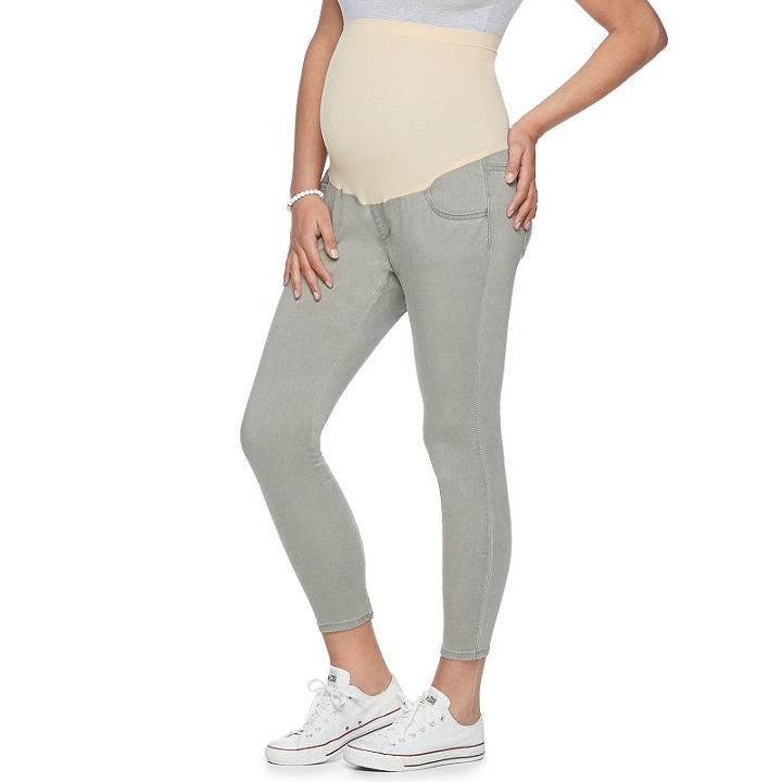 Maternity A:glow Belly Panel Cropped Skinny Pants, Women's, Size: 14-mat, Med Grey