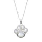 Mother-of-pearl Sterling Silver Paw Print Pendant Necklace, Women's, Size: 18, White
