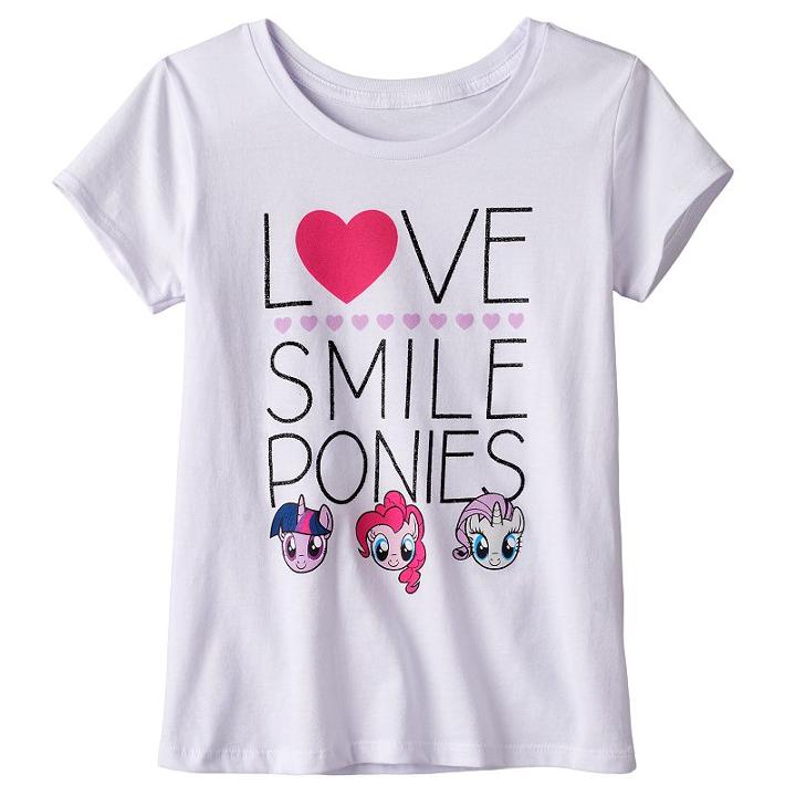 Girls 7-16 My Little Pony Twilight Sparkle, Pinkie Pie & Rarity Love Smile Ponies Tee, Girl's, Size: Xl, White