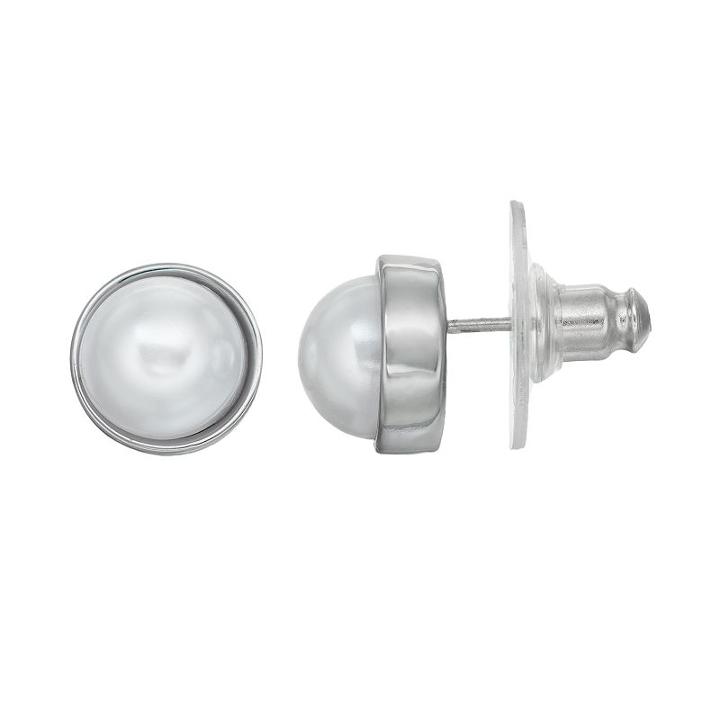 Simply Vera Vera Wang Nickel Free Simulated Pearl Cabochon Stud Earrings, Women's, White