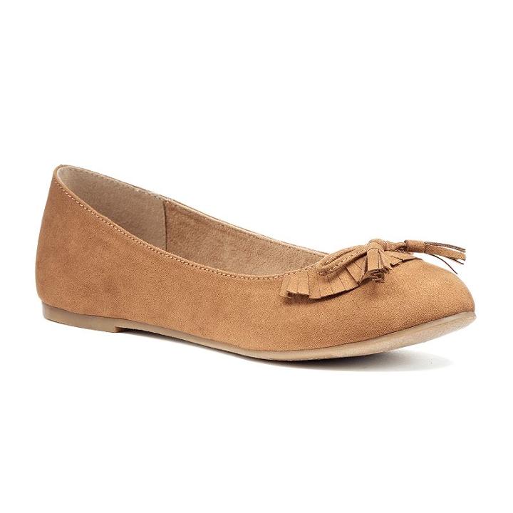 Mudd&reg; Women's Fringe Ballet Flats, Girl's, Size: Medium (8), Lt Beige
