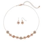 Apt. 9&reg; Coil Bead Necklace & Drop Earring Set, Women's, Light Pink
