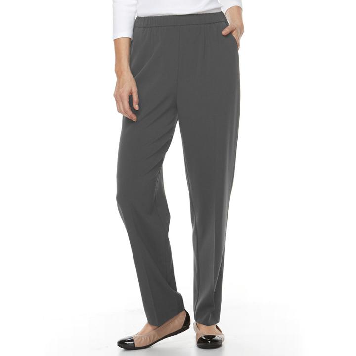 Women's Croft & Barrow&reg; Straight-fit Ruched Polished Pull-on Pants, Size: 8, Grey Other