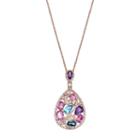 14k Rose Gold Over Silver Gemstone Teardrop Pendant Necklace, Women's, Size: 18, Multicolor