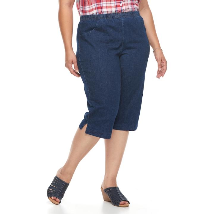 Plus Size Croft & Barrow&reg; Vented Skimmer Capris, Women's, Size: 4x Avg/reg, Dark Blue