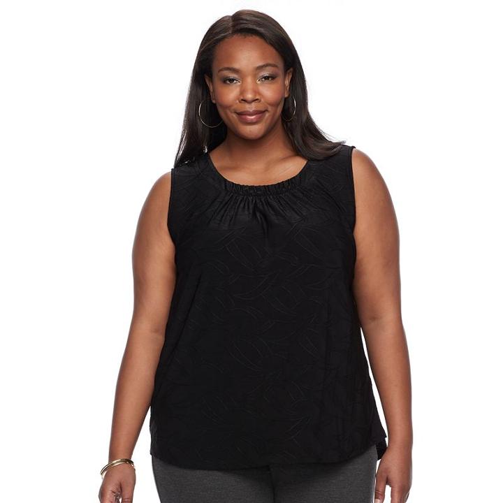 Plus Size Croft & Barrow&reg; Printed Jacquard Tank, Women's, Size: 1xl, Black