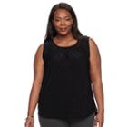 Plus Size Croft & Barrow&reg; Printed Jacquard Tank, Women's, Size: 1xl, Black